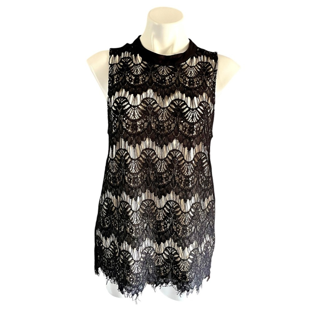 Tempted Black Lace Sleeveless Top Size X Large